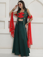 Joban Fashion Green Lehnga Top And Dupatta Set | Grocsy