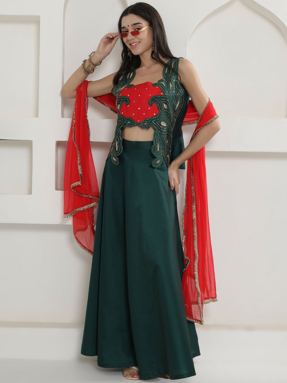 Joban Fashion Green Lehnga Top And Dupatta Set | Grocsy