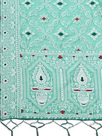 Shree Shyam Fashion Pankhuri Sea Green Linen Cotton Saree | Grocsy