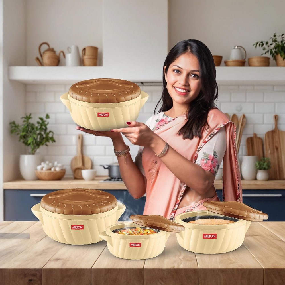 Milton Flora 1500 Insulated Inner Steel Casserole - Silky Cream | Grocsy