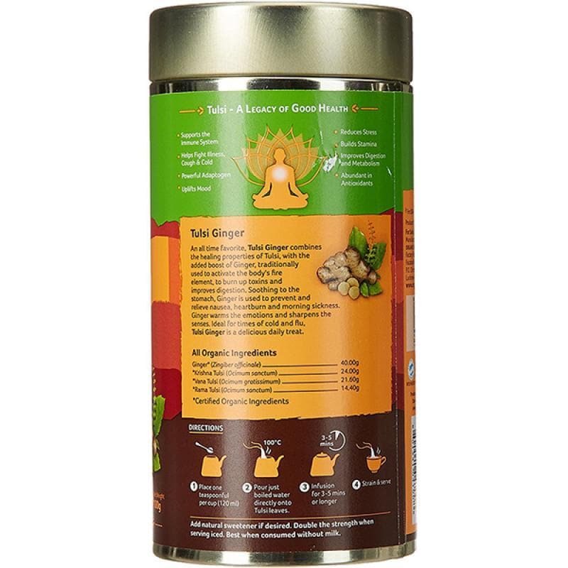 Organic India Tulsi Ginger Tea Tin | Grocsy