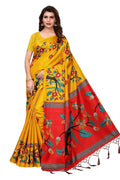 Vamika Yellow Kalamkari With Jhalar Khadi Silk Saree | Grocsy
