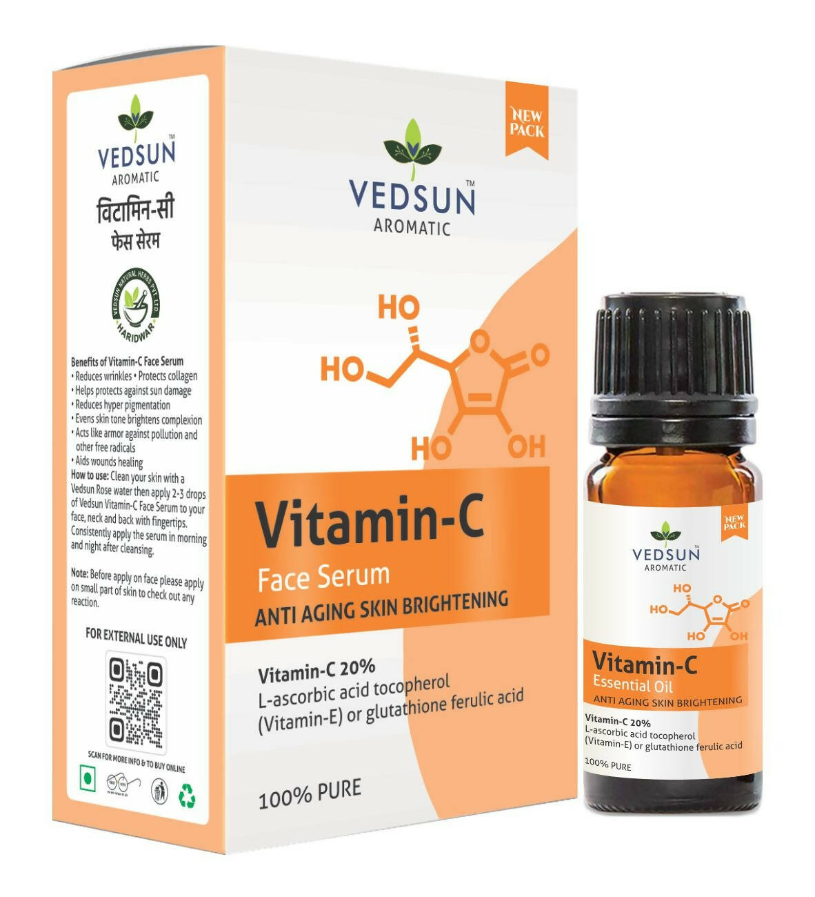 Vedsun Naturals Vitamin C Face Serum Anti Ageing Daily Glow for Men & Women | Grocsy