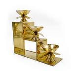 CraftVatika Brass Lotus Diya Oil Puja Lamp Piller Stand 3 Step Diya | Grocsy