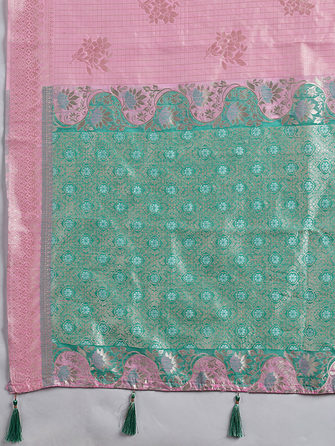 Shree Shyam Fashion Pink Linen Cotton Saree | Grocsy