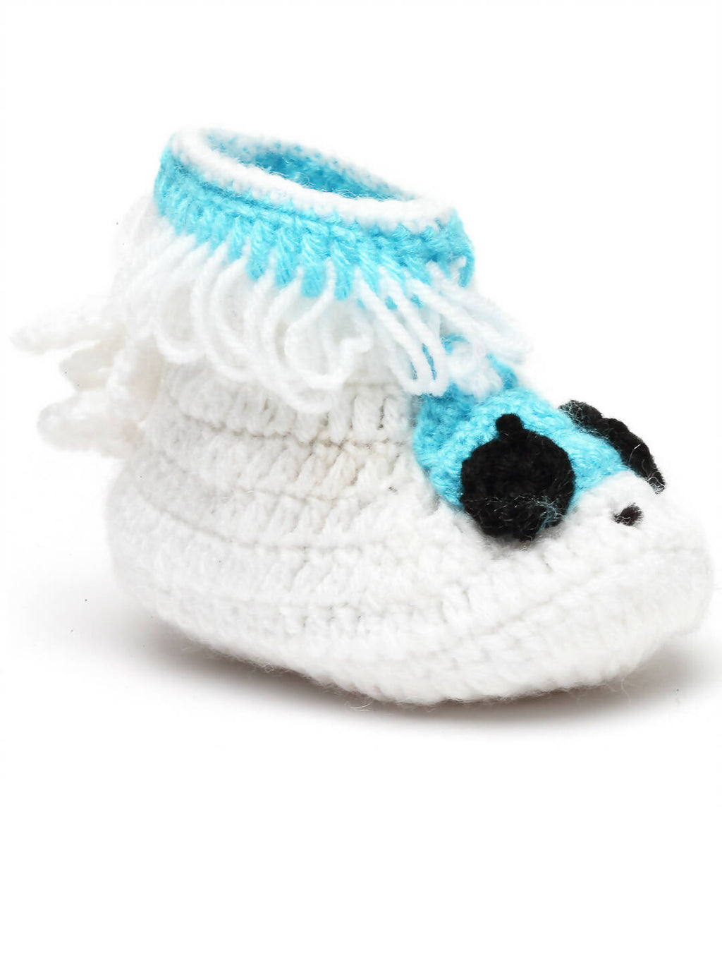 Chutput Kids Woollen Hand Knitted Self Desgin Detailed Booties - White | Grocsy