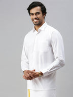 Ramraj Cotton Mens Full Sleeve White Shirt Plus Size - Soft Touch Cotton | Grocsy