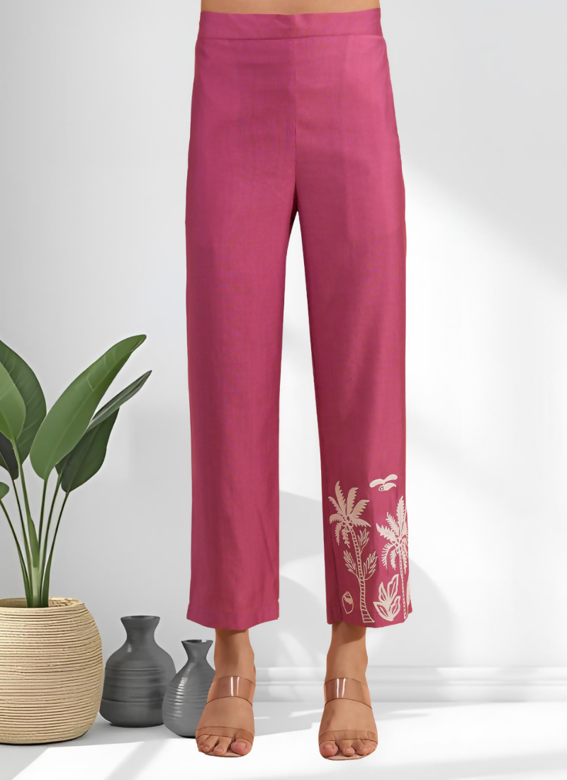 Joban Fashion Pink Silk Embroidered Readymade Cord Set | Grocsy
