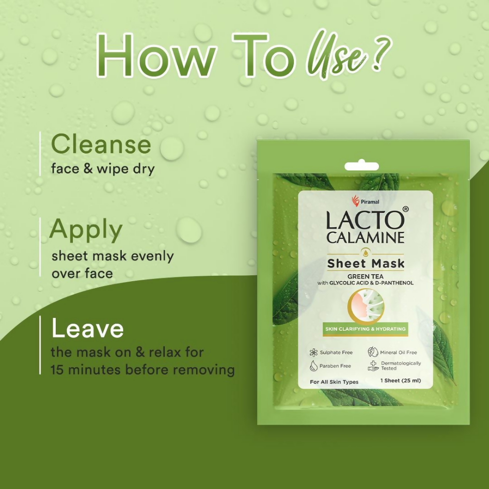 Lacto Calamine Green Tea Face Sheet Mask | Grocsy