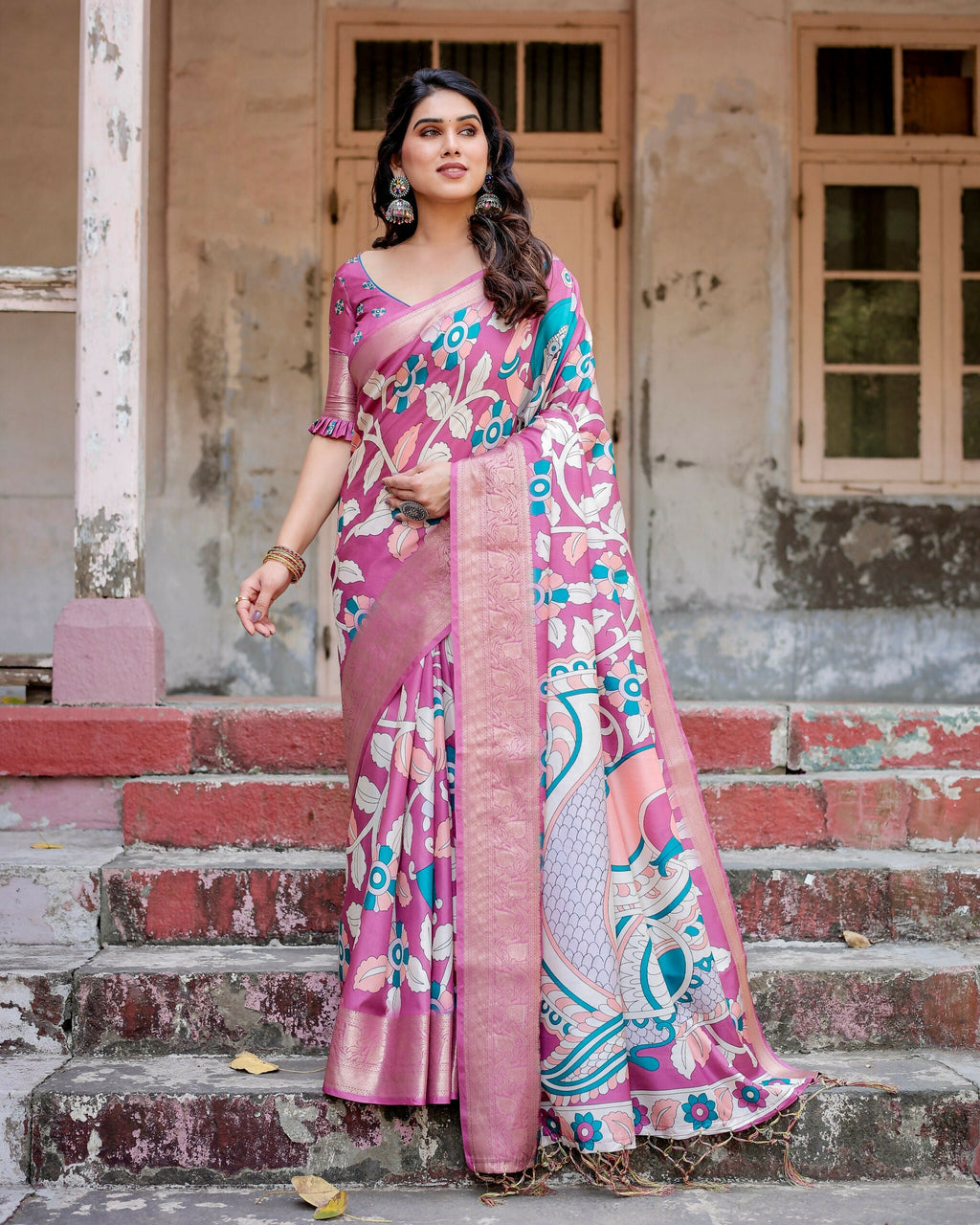 Soft Silk Digital Printed Saree with Blouse Piece by Infinity Export | Grocsy