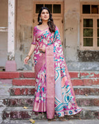 Soft Silk Digital Printed Saree with Blouse Piece by Infinity Export | Grocsy