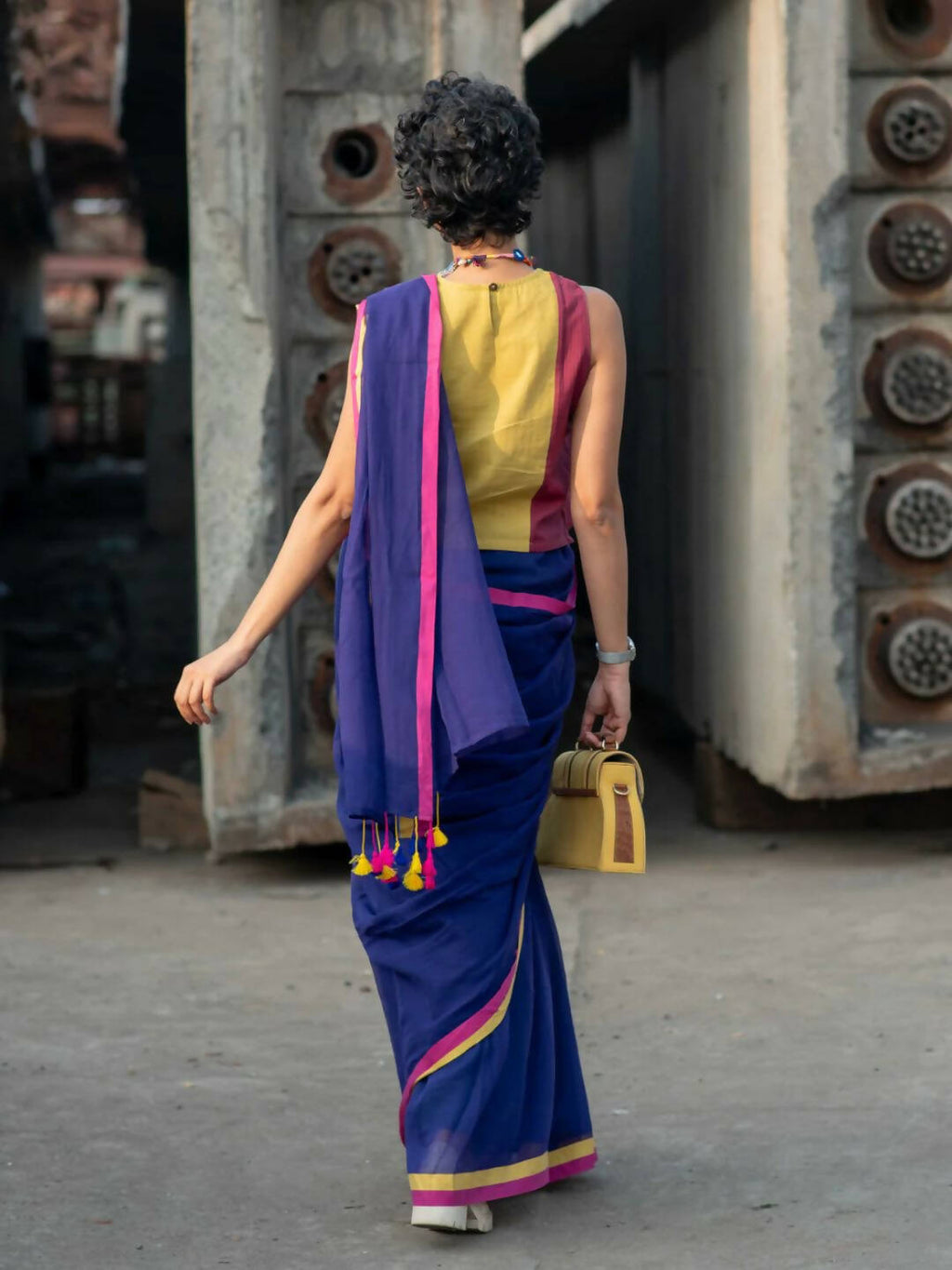 Suta Purple Solid Mul Cotton Saree | Grocsy