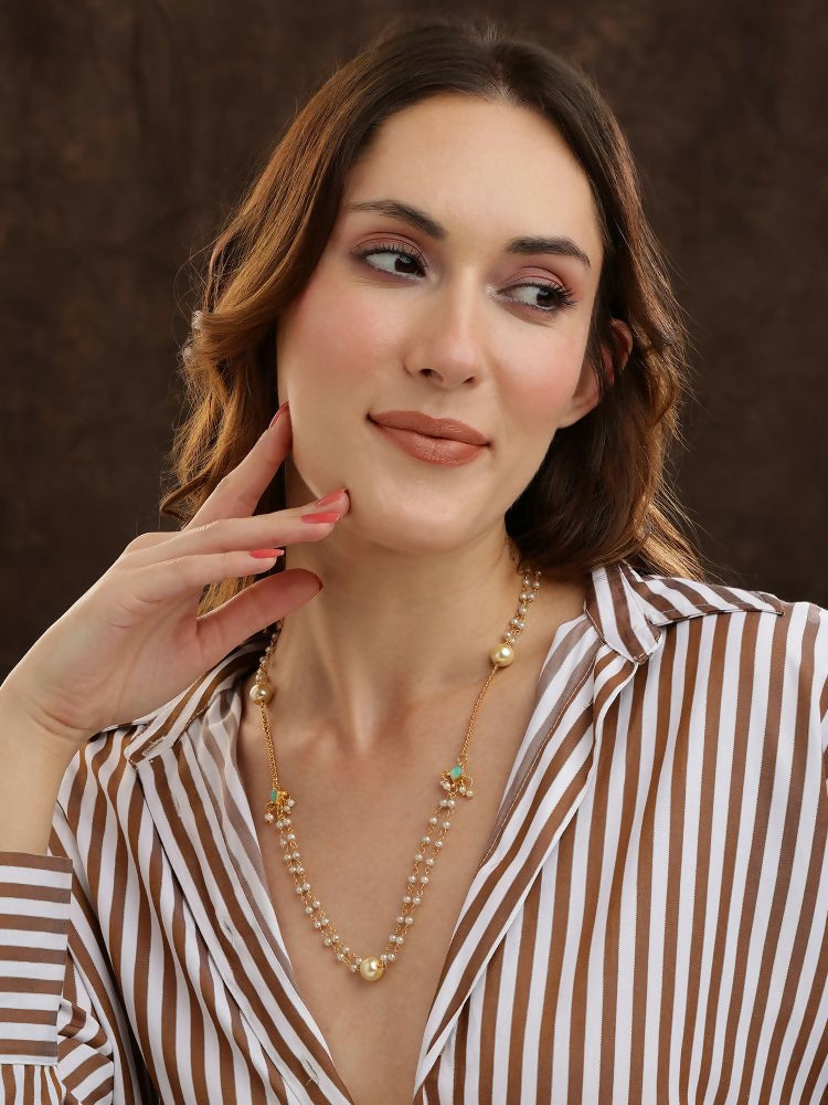White Beaded, Kundan Necklace - Ruby Raang | Grocsy