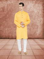 Even Apparels Men's Embroided Yellow Kurta | Grocsy