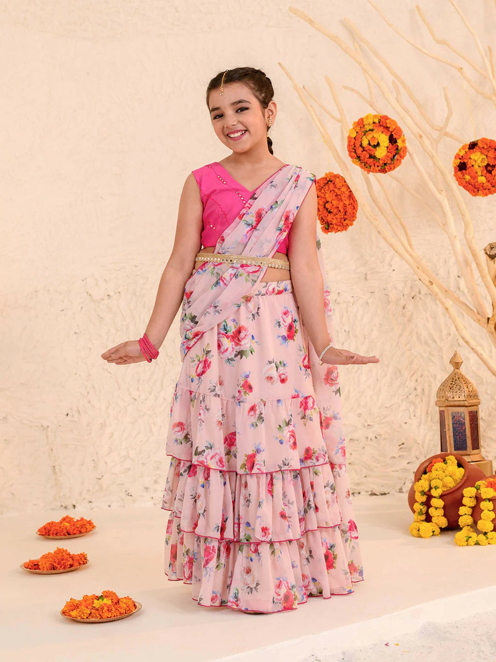 Joban Fashion Girl's Light Pink Color Lehenga Choli | Grocsy