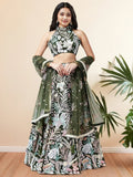Tulsi Art Glamorous Green Sequins Net Designer Lehenga Choli With Dupatta | Grocsy
