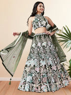 Tulsi Art Glamorous Green Sequins Net Designer Lehenga Choli With Dupatta | Grocsy