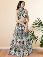 Tulsi Art Glamorous Green Sequins Net Designer Lehenga Choli With Dupatta | Grocsy