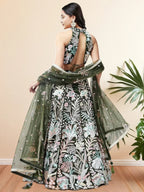 Tulsi Art Glamorous Green Sequins Net Designer Lehenga Choli With Dupatta | Grocsy