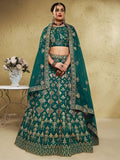 Tulsi Art Glamorous Green Thread Embroidered Silk Lehenga Choli With Dupatta | Grocsy