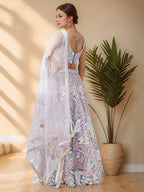 Tulsi Art Glamorous Lavender Sequins Net Bridesmaid Lehenga Choli With Dupatta | Grocsy