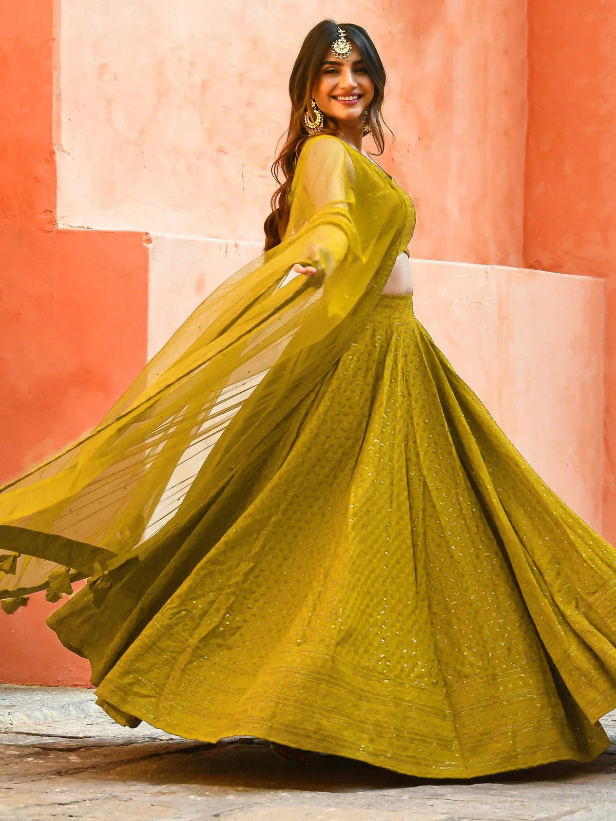Tulsi Art Glamorous Mustard Yellow Sequins Lehenga Choli With Net Dupatta | Grocsy