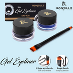 Ronzille 36Hr Waterproof And Smudge Proof Long Wear Gel Eyeliner With Brush - Black And Blue | Grocsy