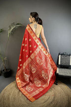 Joban Fashion Red Paisley Soft Silk Banarasi Saree | Grocsy