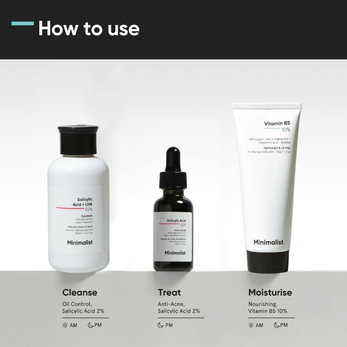Minimalist Anti-Acne Kit, Skincare Routine Kit - Face Wash, Moisturizer, and Serum | Grocsy