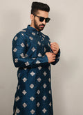 Prazu Fashion Aqua Blue Silk Copper Sequence Work Kurta | Grocsy