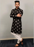 Prazu Fashion Black Silk Copper Sequence Work Kurta | Grocsy