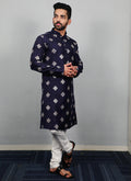 Prazu Fashion Blue Silk Copper Sequence Work Kurta | Grocsy