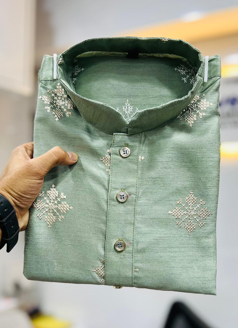 Prazu Fashion Pista Silk Copper Sequence Work Kurta | Grocsy