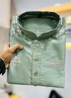 Prazu Fashion Pista Silk Copper Sequence Work Kurta | Grocsy