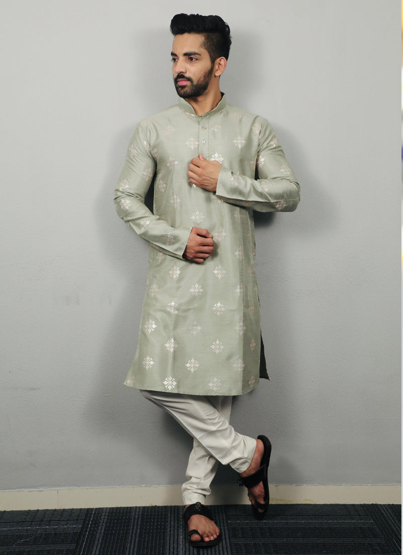 Prazu Fashion Pista Silk Copper Sequence Work Kurta | Grocsy
