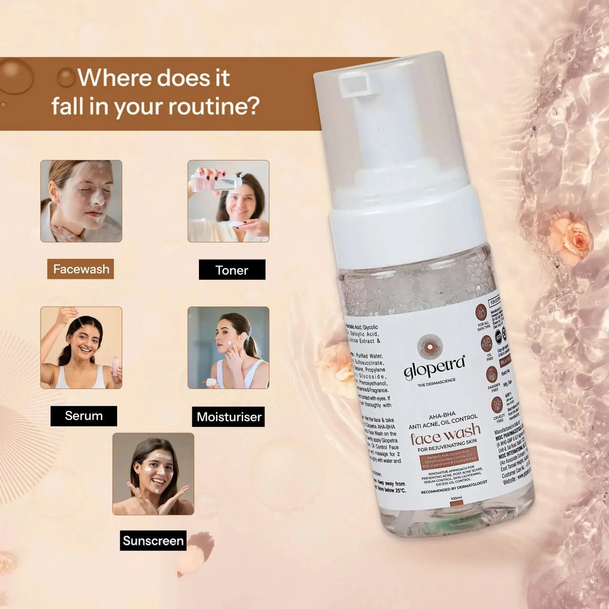 Glopetra Aha Bha Face Wash | Grocsy