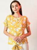 Myshka Women's Yellow Printed Top | Grocsy