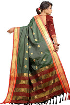DEIANA'S Beautiful Designer Golden zari Soft Lichi Silk Saree - Green | Grocsy