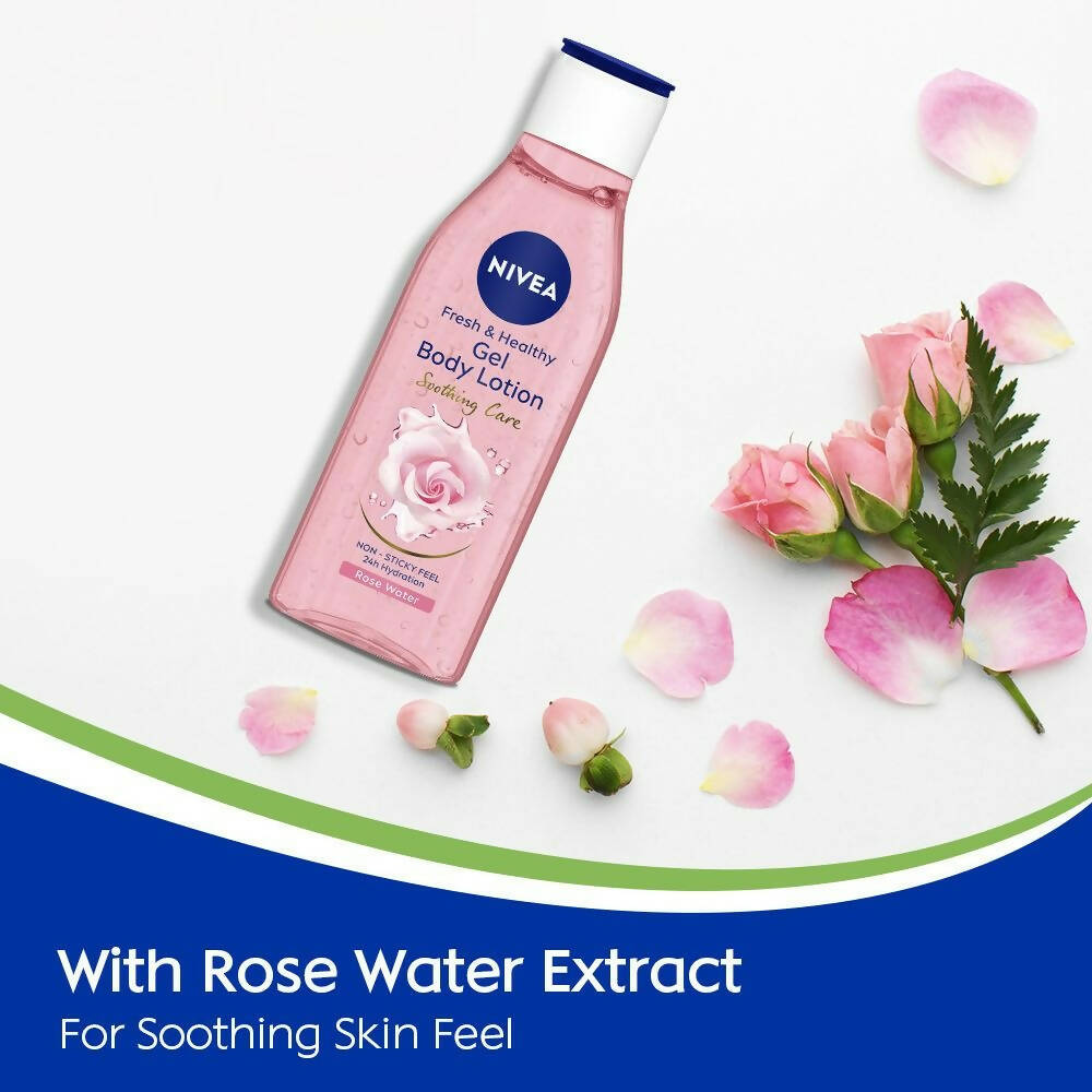 Nivea Fresh & Healthy Rose Water Gel Body Lotion Non Sticky Feel | Grocsy