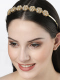 NVR Women's Gold-Polished Kundan Embellished Hairband | Grocsy