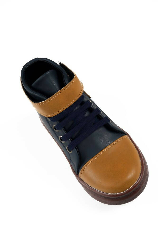 Tiny Bugs Boys Party Wear Mid Top Boots - Navy | Grocsy