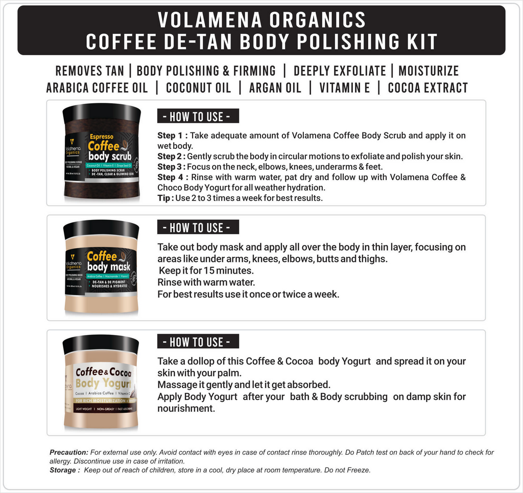 Volamena Organics Coffee De-Tan Body Polishing Kit | Grocsy