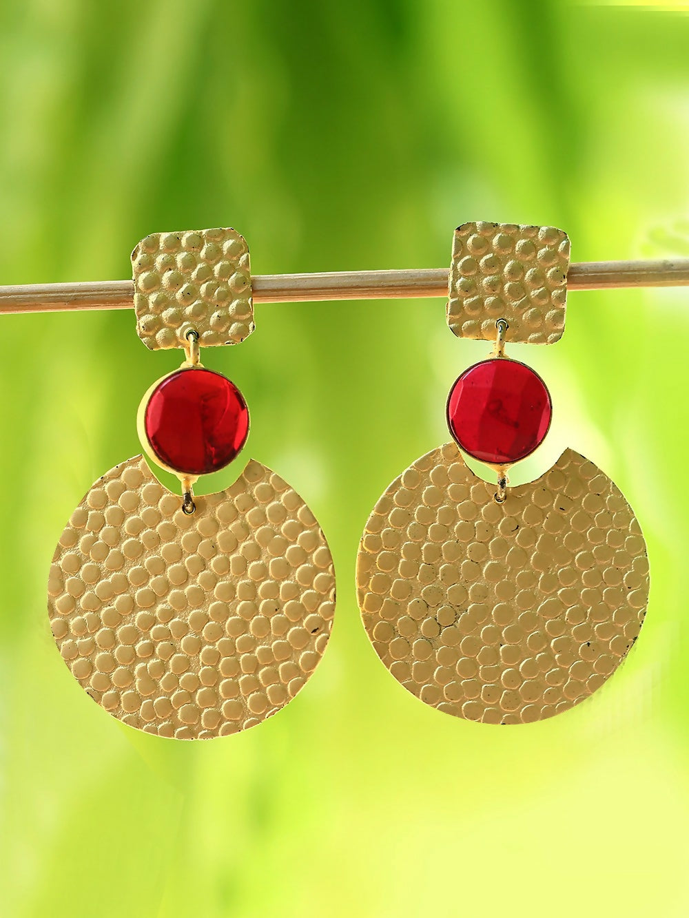 Joban Fashion Women Round Shape Matte Gold Earrings | Grocsy