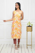 Myshka Multi Floral Women Cotton Straight Round Neck Kurtas | Grocsy