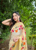 Vamsee Jimmy Yellow Georgette Saree | Grocsy