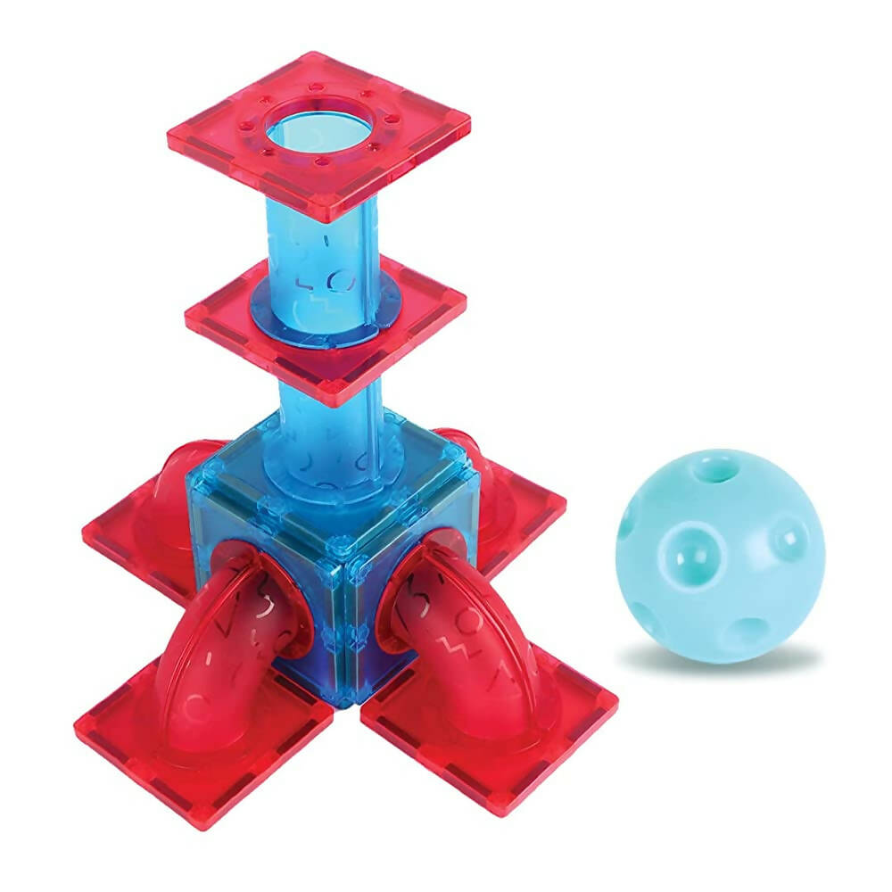Kipa MagPlay BallRush Magnetic Tiles 101 Pieces with Storage Container Ball Run Set for Kids. 3D Stem Educational Toys. Magnetic Marble Run for Kids | Grocsy