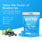 Purna Gummies Biotin Blueberry Flavour Gummies with Vitamin B 12 for Stronger Hair and Nails | Grocsy