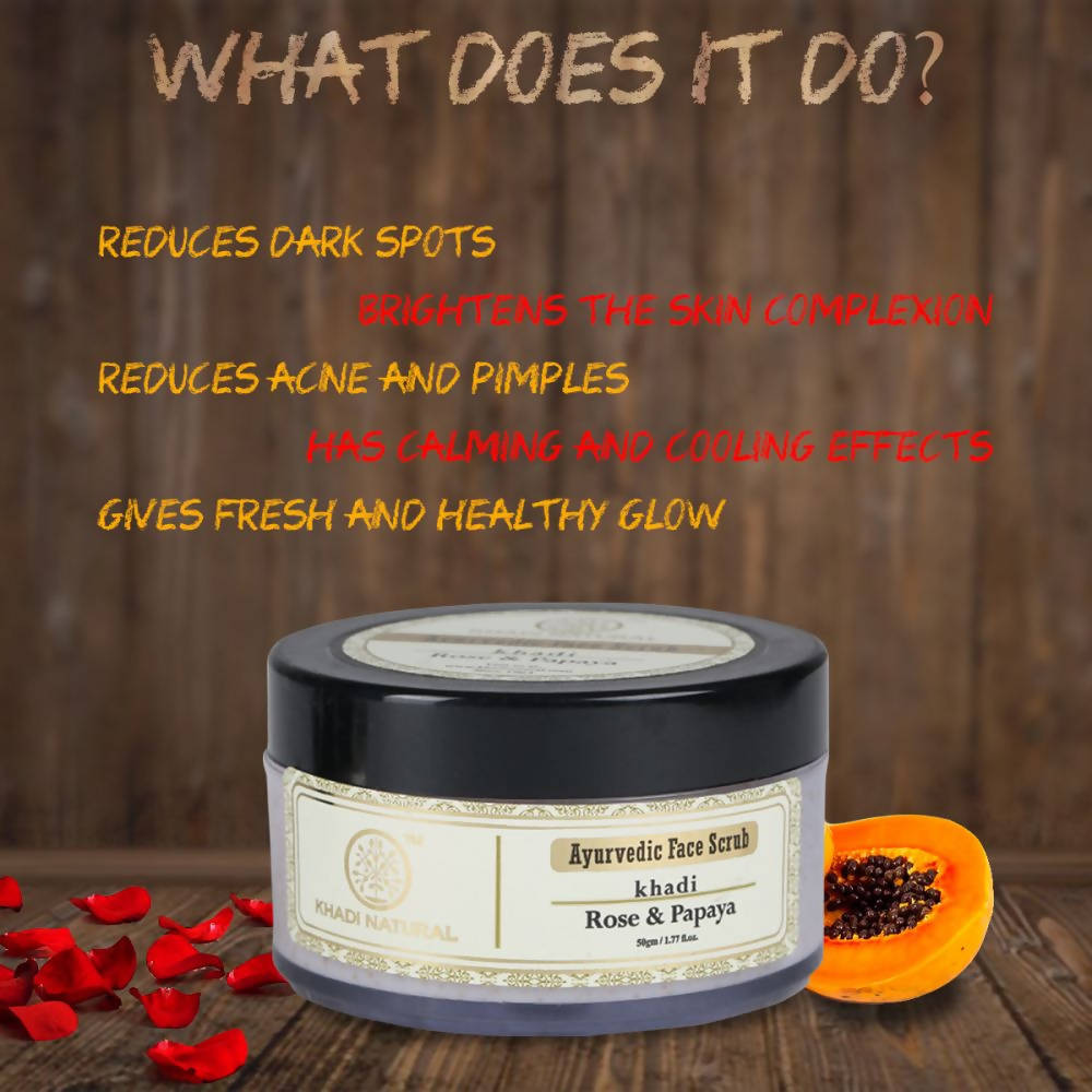 Khadi Natural Rose & Papaya Ayurvedic Face Scrub | Grocsy