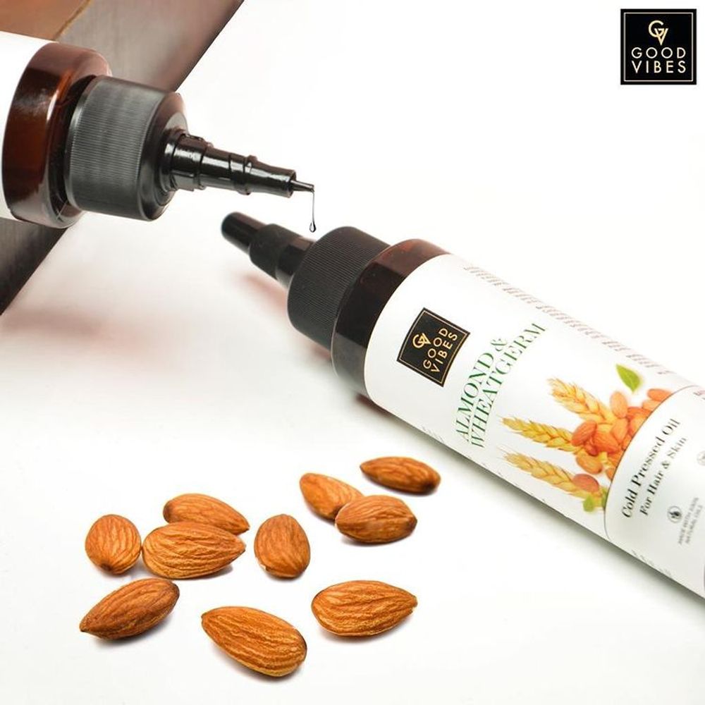 Good Vibes Almond And Wheatgerm Cold Pressed Oil For Hair & Skin | Grocsy
