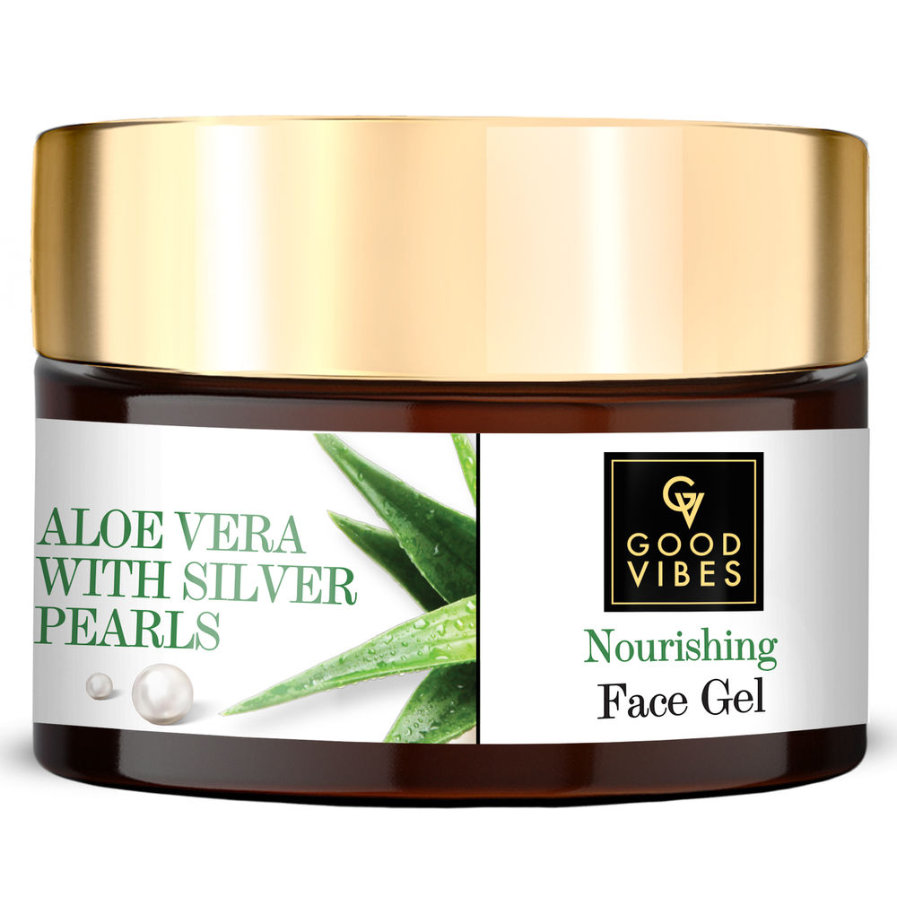 Good Vibes Aloe Vera Nourishing Face Gel with Silver Pearls | Grocsy